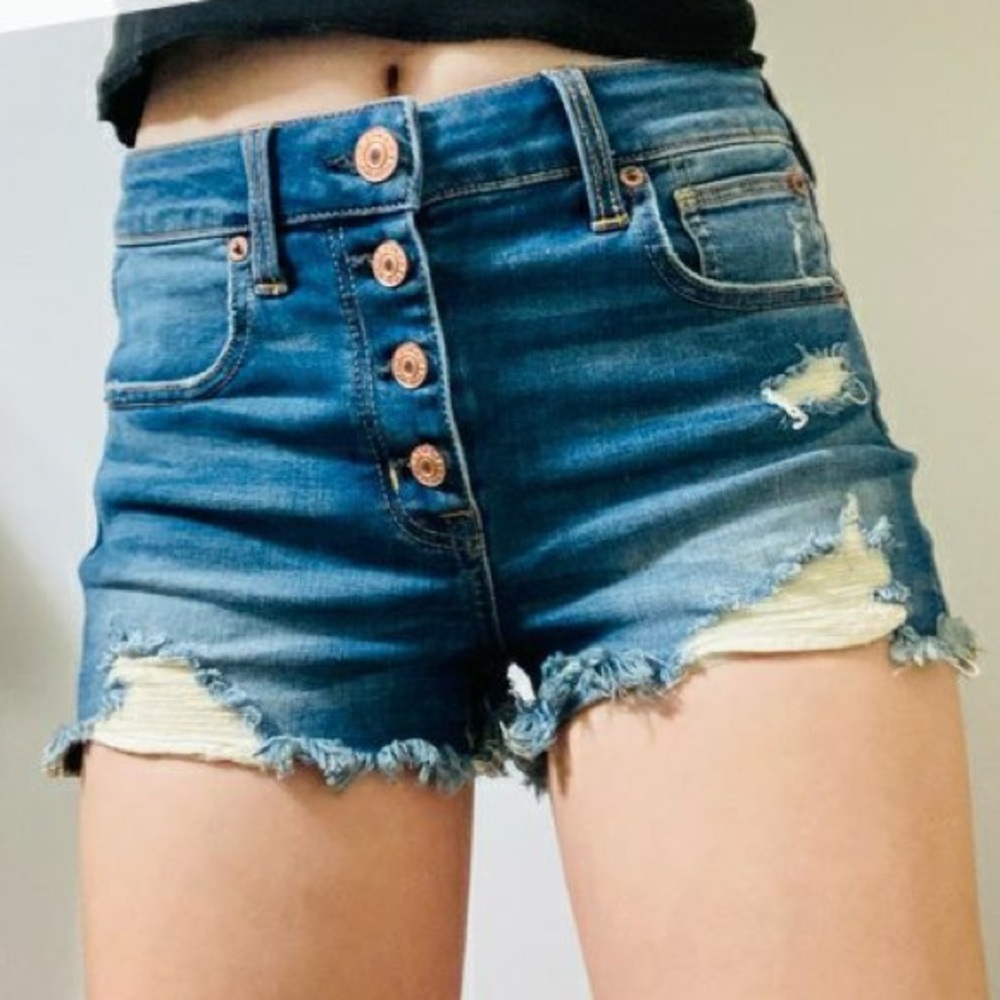 American Eagle button fly hi-rise shortie super stretch size 4